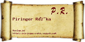 Piringer Réka névjegykártya